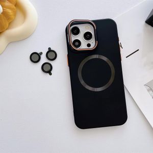 Apple Magnetic Stand Luxury Phone Case with Free Camera Lens Protector, MagSafe Magnetic Ring, Hybrid Protection, and Slim Transparent Design for iPhone 12 Pro Max - Black