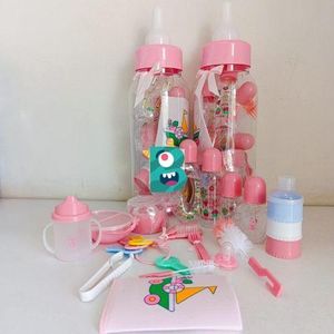 Baby Bank Nursing Bottle, Large Baby Bottle 18Pcs Set-Pink