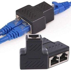 Black RJ45 Splitter Adapter 1 to 2 Dual Female Port CAT5/CAT 6 LAN Ethernet Sockt Network Connections Splitter Adapter P15
