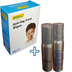 Optica GLASSES Cleaning Liquid + 30 Lens Cleaning Wipes Anti Fog Dust nk