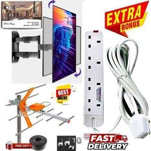 Home Best Design ADJUSTABLE TV WALL MOUNT // ROTATING 14"-55" TILT ROTATING WALL MOUNT BRACKET With Digital TV Aerial Antenna Signal Receiver & Extension, 10 Clip