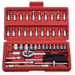 46Pc Wrench RATCHET Socket Set Combination Tool Kit 1/4' TOOLSET