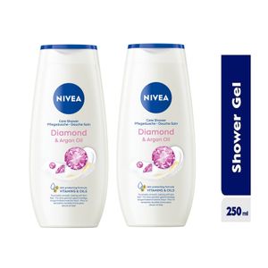 NIVEA Diamond & Argan Oil Shower Gel For Women - 250ml (Pack of 2).