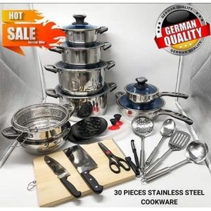 Marwa 30-piece stainless steel cookware set. 