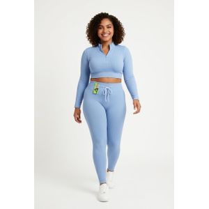 GREY TWO PIECE RIBBED ACTIVE WEAR