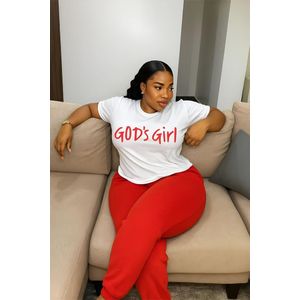 Women’s Graphic T-Shirt – “God’s Girl” Print, Stylish Cotton Casual Tee, Faith-Based  (WHITE)