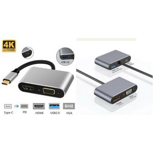 Adapter Type C to HDMI VGA 4K 4in1 and USB 3.0 VGA with USB-C PD Charging Port