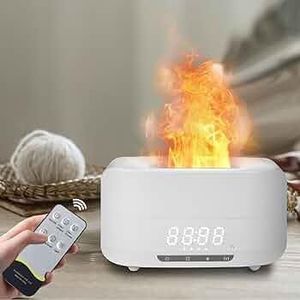 Real Flame Simulator Aroma Diffuser – Ultrasonic Essential Oil Diffuser with 3D Flame Effect, 7-Color LED, 200-300ml Tank, 8-12H Runtime, Auto Shut-Off, Quiet (25-36dB)