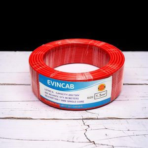 Evin 1.5mm Red Single Core Solid Moisture Oil Resistant PVC Indoor Electrical Wiring Cable