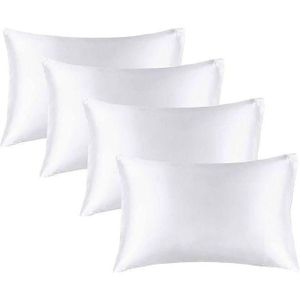 4pcs White Satin Pillow Cases/covers