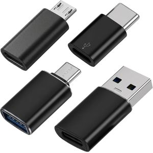 4 Pack USB Adapter Kit Micro USBC to USB OTG Adapter Compatible with Smartphones, Laptop, PC, in Car and More