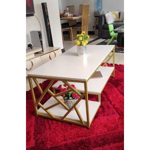 Elegant Coffee Table – White & Gold Finish