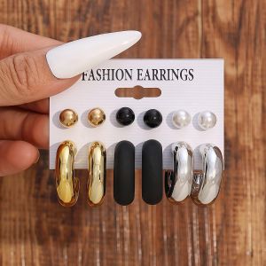 6 Pairs Vintage Stud Earrings Set for Women - Multi