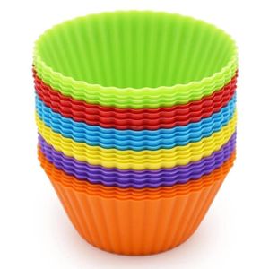 24Pcs Large Silicone Baking Cups Set Large Reusable Cupcake Liners Baking Molds Replace Muffin Pans, Great for Pot Pies, Meat Loaf, Quiche, and Pastry Desserts BPA Free Food Grade Silicone Non-stick Bakeware