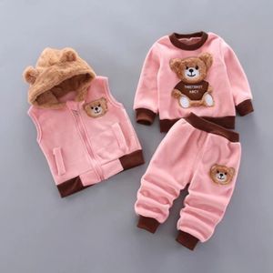 3 Piece Cartoon Animal Design Children's Winter Clothing Thickened Sweatshirt Suit