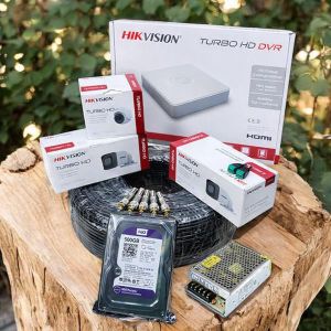 Hikvision  3 1080P Full HD 2MP IOS Support Remote Viewing CCTV Cameras Complete System Kit With 4 Channel DVR Machine+50M Coaxial Cable