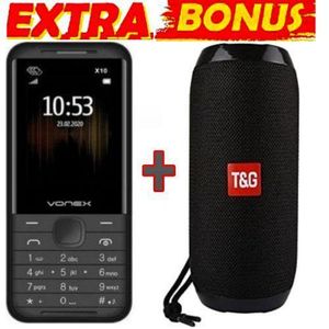 Vonex X10 CAMERA FM RADIO DUAL SIM BATTERY 2500MAH WITH TORCH + EXTRA BONUS T&G. BLUETOOTH WIRELESS SPEAKER PORTABLE HIGH PLAY POWER
