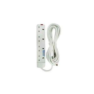 Power King 4 Way Power Extension Cable - White.