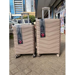 Unicross 2-in-1 Unbreakable PP Suitcase Set (Large 27" + Medium 23") - Heavy Duty 2-Piece Check-in Luggage Combo (23kg & 15kg Capacity) - 360° Spinner Wheels & 3-Digit Lock - Rubberized Brown