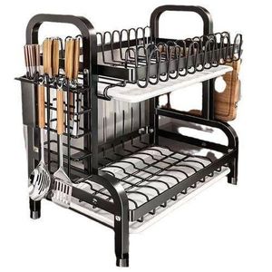 High Quality Heavy Duty 2 Tier Dish Rack With Cutler Holder