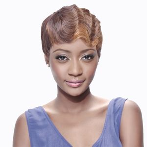 Fashion Idol Short Semi Human Hair Wig Affordable Synthetic Wig