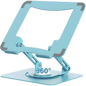 Ergonomic Aluminum Alloy Laptop Stand With 360 Rotating Base - Blue
