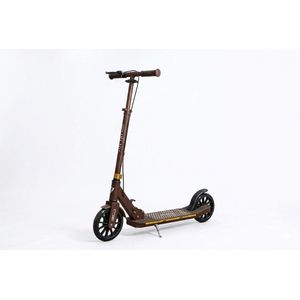 Teen Foldable Scooter with Steel Deck, 200mm PU Wheels, ABEC-5 Bearings, Rear Foot Brake, Adjustable Handlebar 91–101cm, Max Load 100kg – Brown
