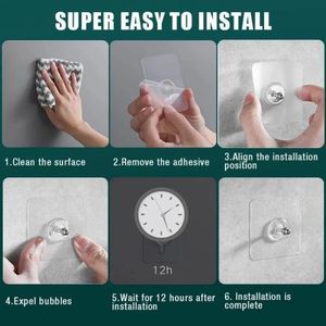 10pcs Nail Free Transparent Wall Hooks Strong Adhesive Sticker Hooks No Drill Easy Install Wall Hanging Organizer Hooks