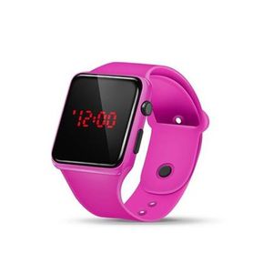 LED Digital Sport Watch Electronic Watches Silicone Wristwatch - Rose Red