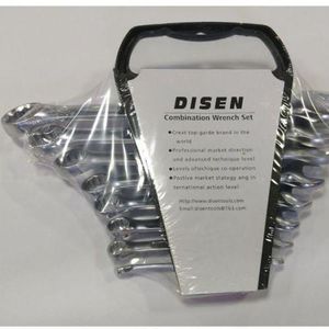8-Piece Chrome Vanadium Combination Spanner Wrench Set - Durable Steel with Storage Rack