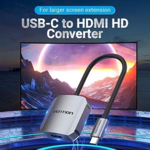 Vention  TDEHB USB-C to HDMI Converter 0.15M – 4K Ultra HD Type-C to HDMI Adapter, Gray Aluminum Alloy for MacBook, Laptop, Tablet & Smartphone