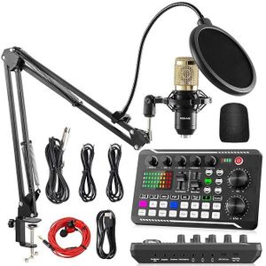 Bm F998 Live Sound Card with BM800 Recording Studio Microphone, Professional Live Sound Card for Live Streaming, Gaming, YouTube & TikTok (1set)