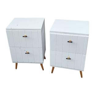 Modern Wooden Bedside Twins Drawer Cabinet
