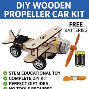 Battery Powered DIY Wooden Car Airplane STEM Learning Kids Toy - Fun Build Kit, Educational Gift Toys for Boys & Girls