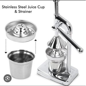 Heavy Duty Metallic Manual Citrus Juicer Stand Machine for Fresh Orange Lemon Lime Juice Easy Squeeze Durable Kitchen Fruit Press Tool Professional Use