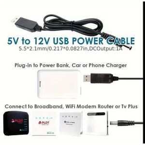 Versatile USB Power Cable - Power Bank To Broadband, WiFi Modem Router, Cable Connector 5V To 12V Boost Adapter, Plug-in To Power Bank, Car Or Phone Charger, Compatible With Broadband, WiFi Modem Router, TV Plus, Interphone, Switch, No Battery Required