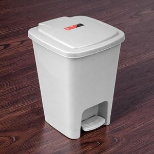 30L Gray Hard Plastic Ergonomic Pedal Durable Hinge Step Pedal Waste Garbage Dust Bin 