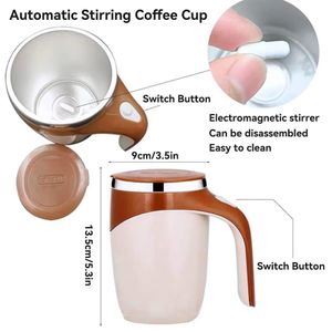 AAA Battery Powered 380ml Stainless Steel Magnetic Self-Stirring Mug