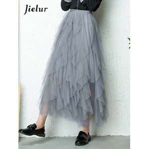 Tingyili Irregular Layered Maxi Tulle Skirt Women's Spring Summer