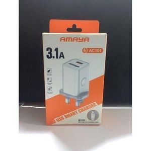 Amaya AC101 3.1A USB Smart Fast Charger with Micro USB Cable – High-Speed Charging