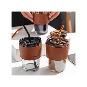 Gorgous slub glass smoothie cup with STRAW and leather cover 1500 each  -Available in 3colours -Material glass with leather cover -Capacity…