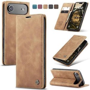 Caseme Brown Soft Leather Wallet Flip Cover Case for iPhone Air (iPhone 17 Air/iPhone 17 Slim)