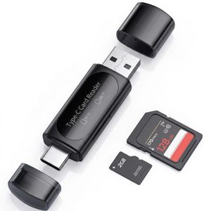 ShebSheb 4‑in‑1 USB 3.0 Type‑C & USB‑A SD Card Reader, Dual Slot Adapter for SD/TF Cards