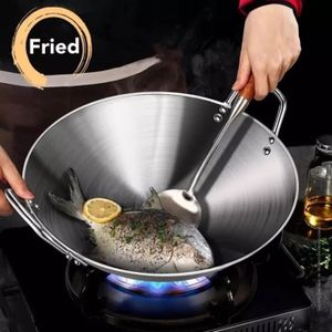 Stainless Steel Wok Cooking Pot – Durable U-Shaped Bottom Design