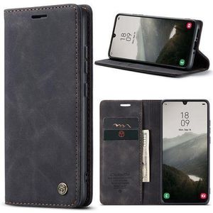 Samsung Galaxy S21 Caseme Phone Case Wallet Retro Black Suede Leather Flip Protective Phone Cover Case, Black Cover