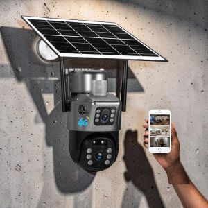 	Eco-Friendly Operation 12MP 4G Simcard PTZ Rotating Dual Lens Outdoor Smart Security Monitoring Solar Camera