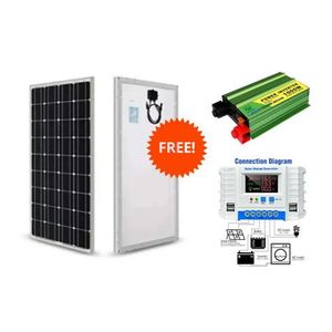 Sunlight Solar 250W Solar Panel 500 W Monocrystalline All Weather Solar Panel + Free 30A Solar Charge Controller +  Free 1000 Watts Solar Inverter DC to AC 1000W Inverter