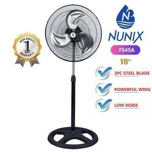 Nunix 18-Inch Free-Standing Fan – Durable Steel Blades, Adjustable Height