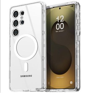 Electroplated Clear Transparent MagSafe Case for Samsung Galaxy S25 Ultra – Shockproof, Anti-Yellowing, Slim-Fit, Protective Cover