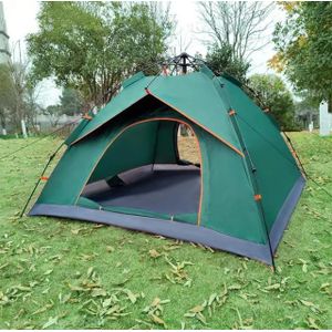 Outdoor Camping Tent 3 to 4 Person Waterproof Family Tent 205x205cm Easy Setup Portable Hiking Shelter Large Capacity Durable Windproof Double Layer Travel Camping Gear for Outdoor Adventures